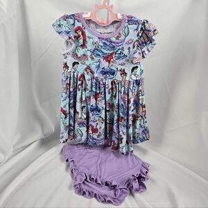 Disney Ariel and Friends Girls Dress with Purple Bloomers 18-24mo